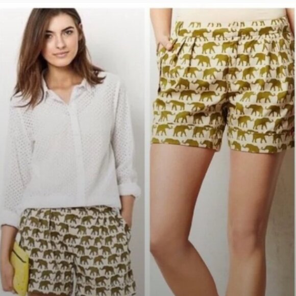 Anthropologie Cartonnier Finchley Elephant Print Shorts - Picture 8 of 8